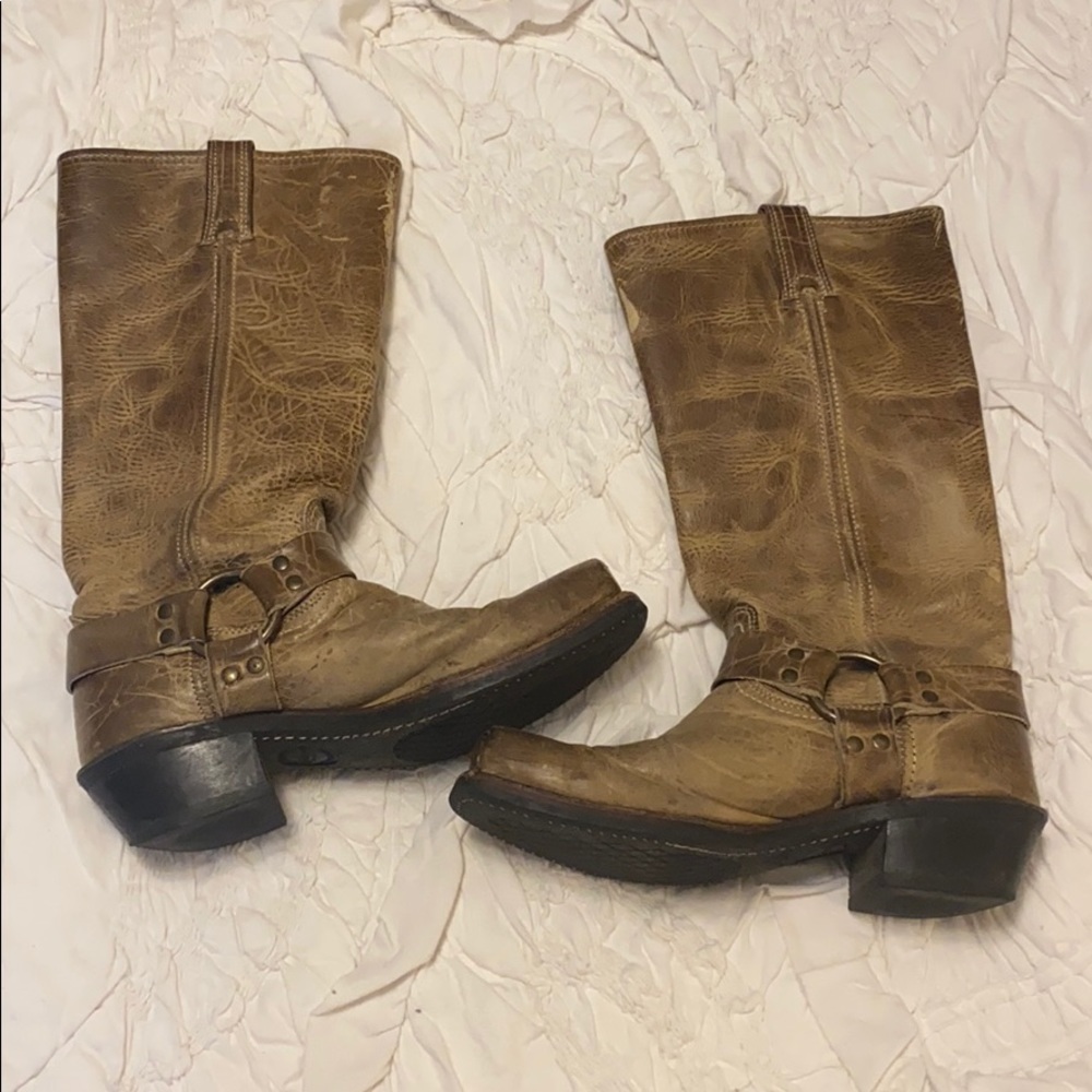 Frye Harness Boot 12R Yellow Tan Tall Womens 9